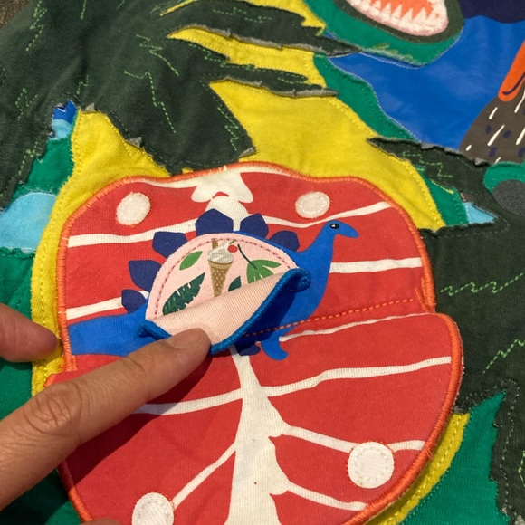 Mini Boden Kids' Double Flap Dinosaur Jersey Top - Picture 4 of 4